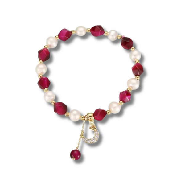 Baroque Pearl & Rose Red Bracelet