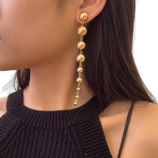 Big Ball Long Pearl Drop Earrings