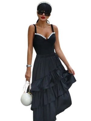 Black Dress With Pearl Neckline