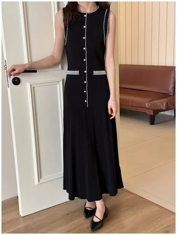 Black Long Dress With Pearls