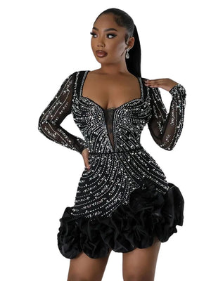 Black Mini Dress With Pearls