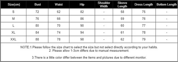 Black Pearl Neckline Dress Size Chart