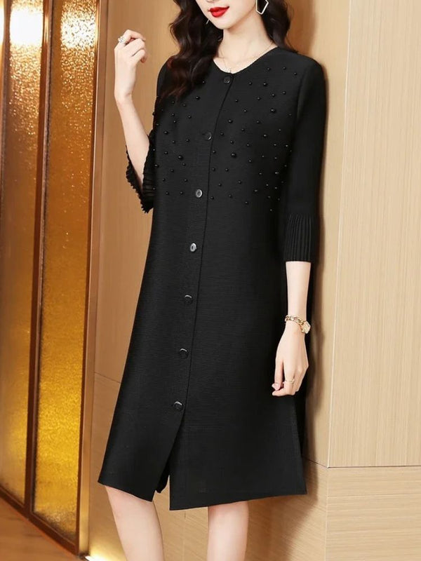 Black Sleek Loose Pearl Dress