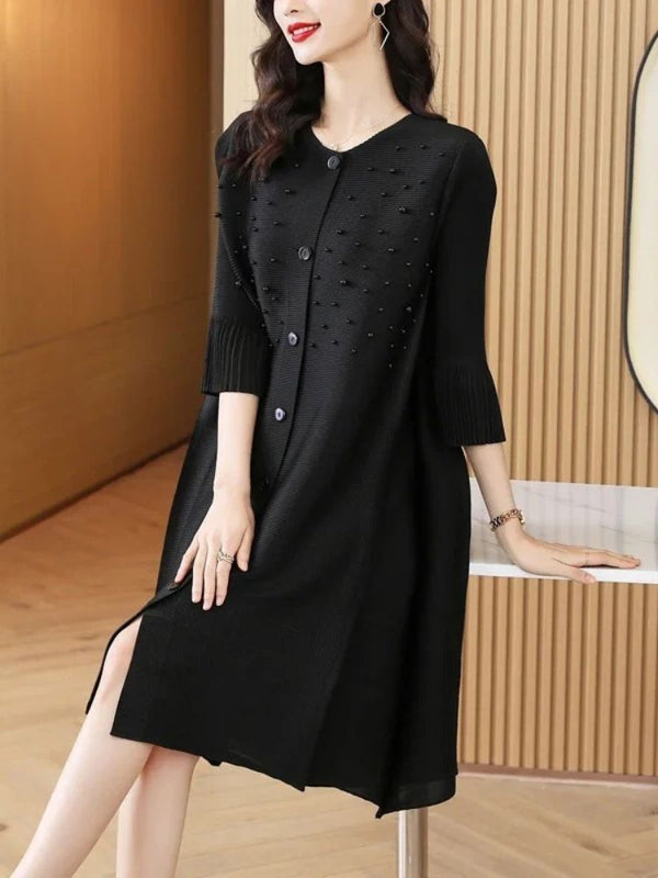 Black Sleek Loose Pearl Dress