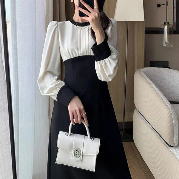 Black And White Long Sleeve Dress