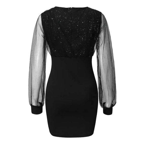 Black Glitter Mini Dress