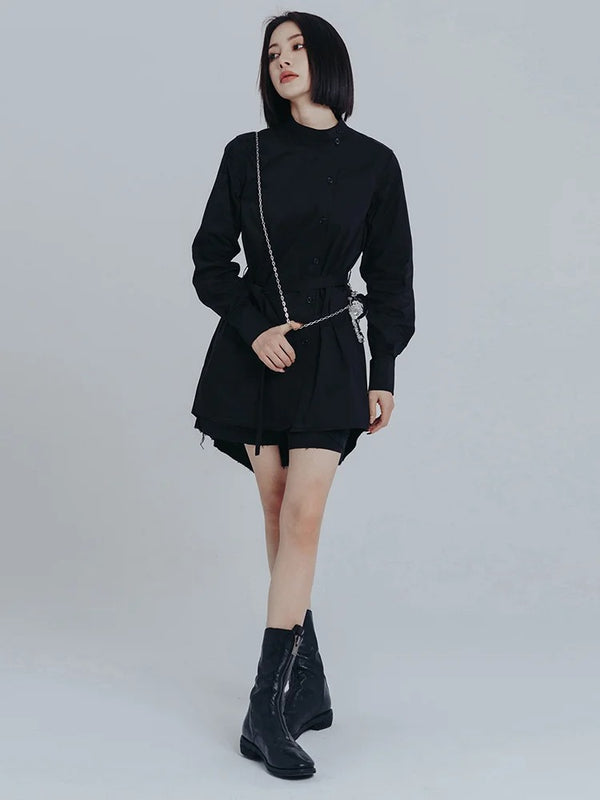 Black Long Sleeve Mini Dress