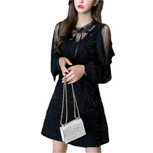 Black Sparkly Long Sleeve Dress