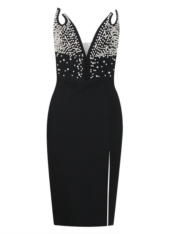 Bodycon Party Black Pearl Dress