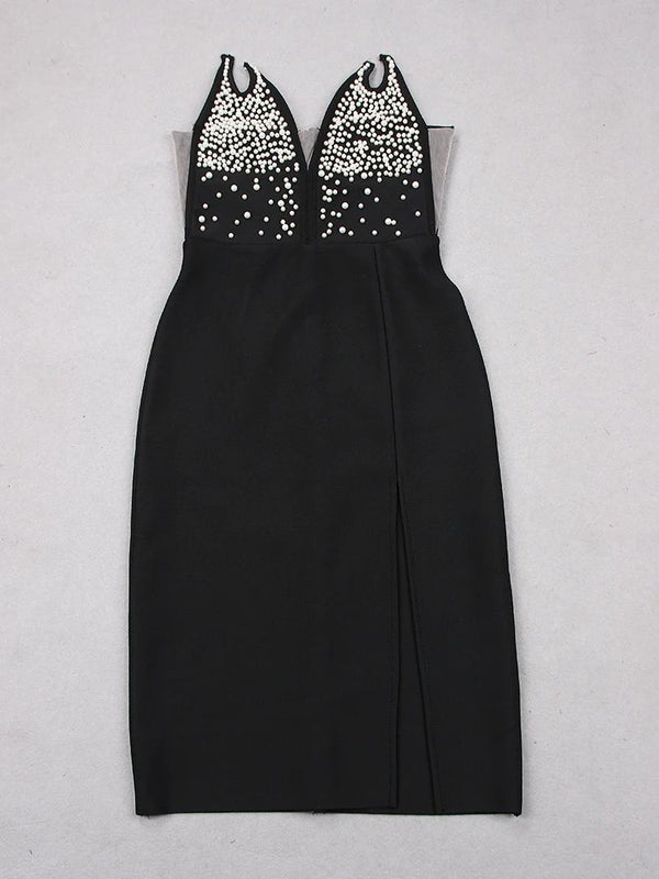 Bodycon Party Black Pearl Dress
