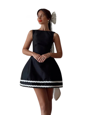 Chic Black and White A Line Mini Dress 