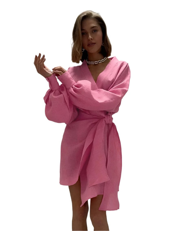 Chic Kimono Long Sleeve Mini Dress