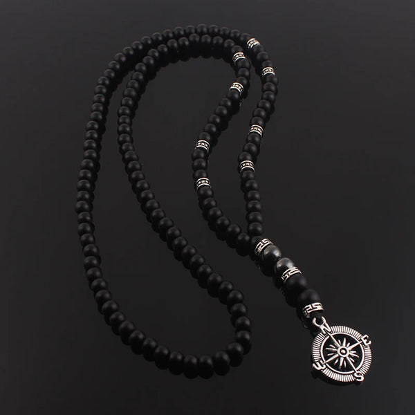 Compass Pearl Necklace Men's