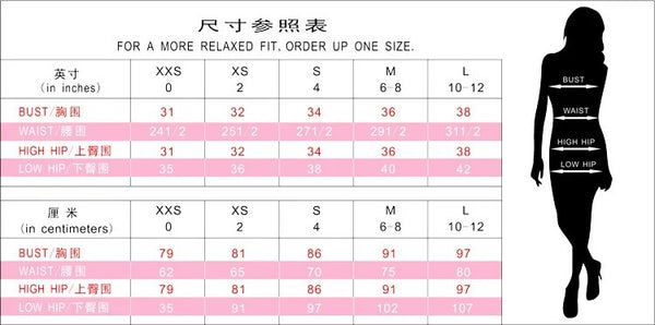 Cut Out Black Pearl Dress size chart