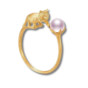 Cute Cat Pearl Ring