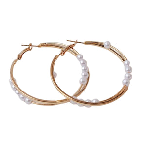 Drop Hoop Pearl Earrings