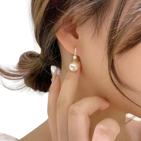 Elegant Lady's Pearl Drop Earrings