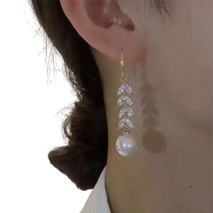 Elegant Trend Unique Design Leaf Pearl Drop Earring