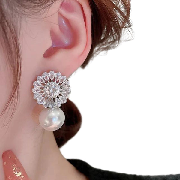 Fashion Geometric Round Pearl Drop Earrings