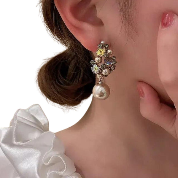 Flower Pearl Drop Earring