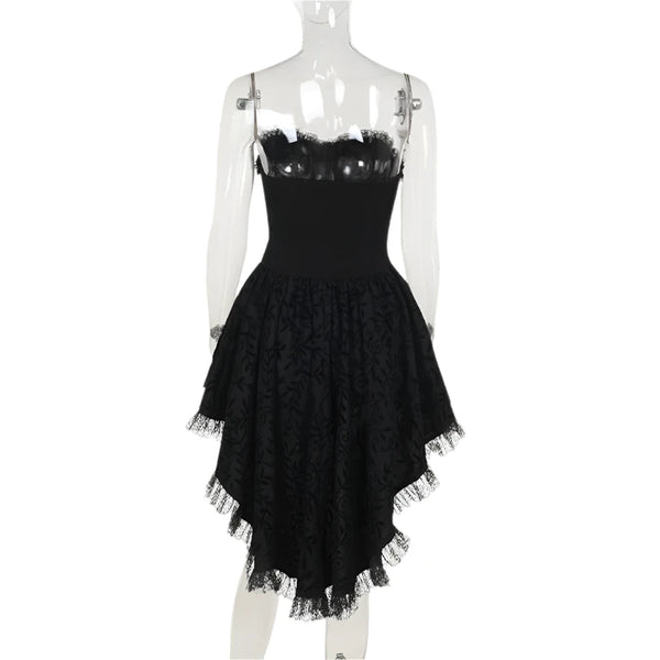 Gothic Dark Enchantment Mini Black Lace Dress