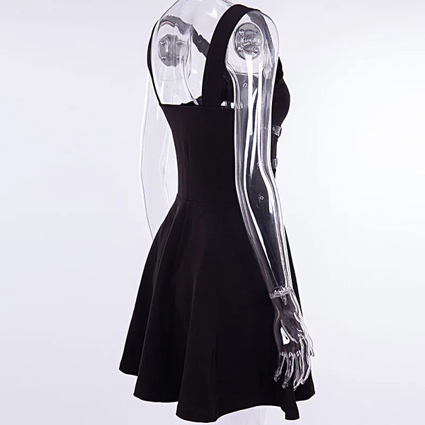 Gothic Harness Black Mini Dress