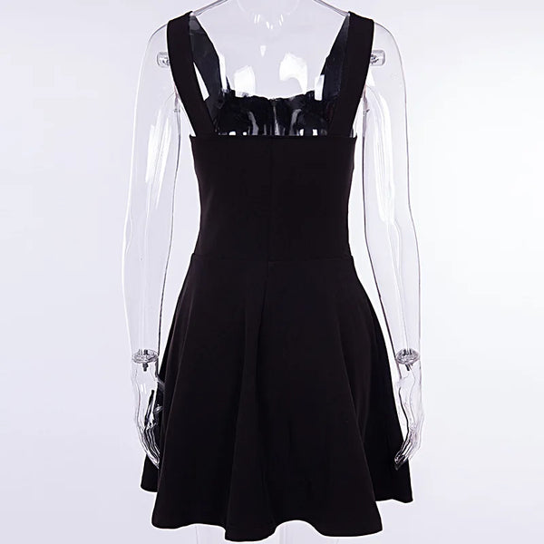 Gothic Harness Black Mini Dress