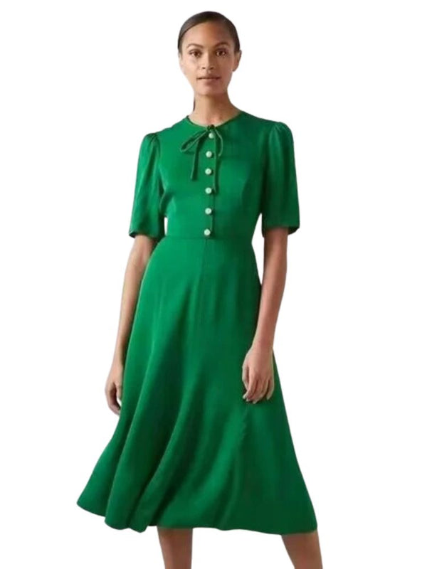 Green Midi Dress With Pearls