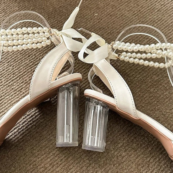 Heels With Pearl Straps