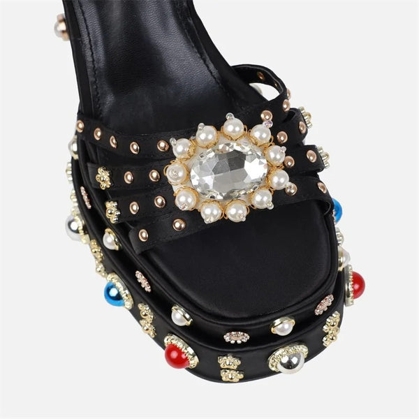 Heels With Pearls And Rhinestones