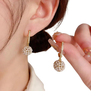 Korean Pearl Ball Drop Earrings