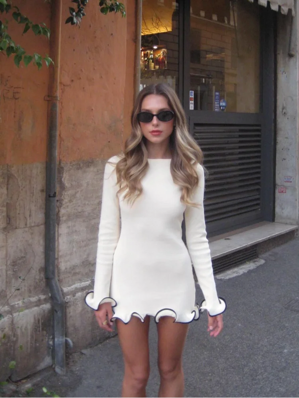 Long Sleeve Mini White Dress