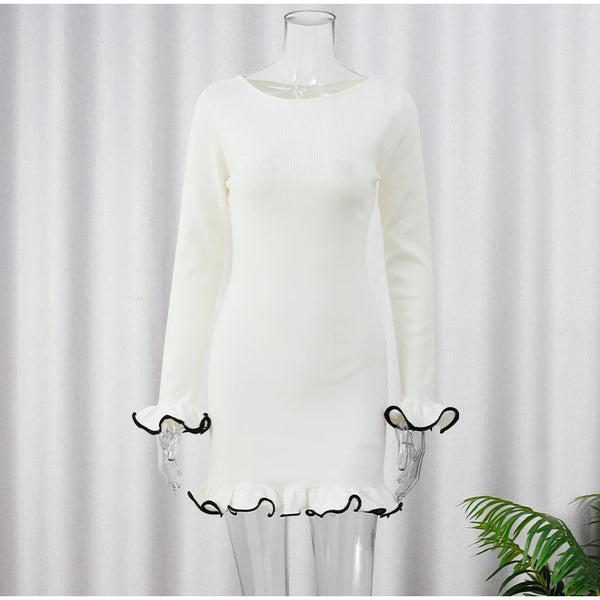 Long Sleeve Mini White Dress