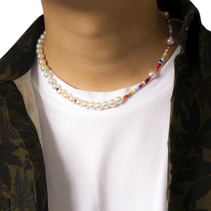 Mens Choker Pearl Necklace