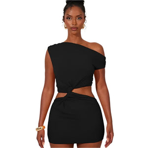 One Shoulder Mini Dress Black