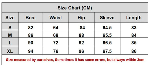 Pearl Bodycon Dress size chart