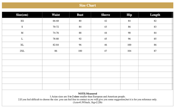 Pearl Embroidery Dress size chart