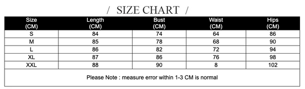 Pearl Neckline Dress Size Chart