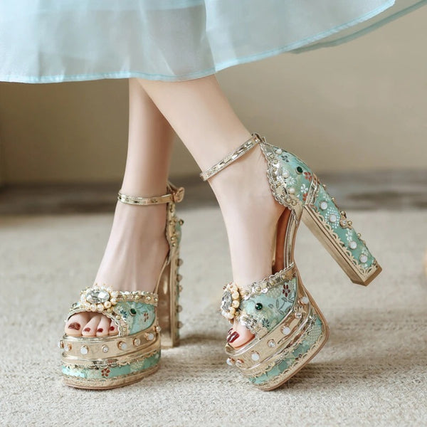 Pearl Rhinestone Heels