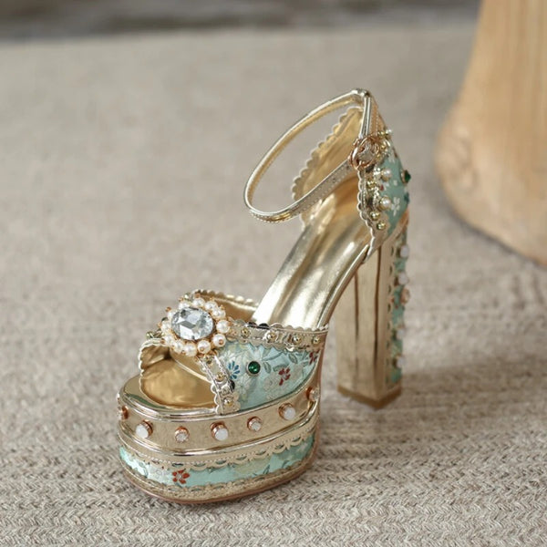 Pearl Rhinestone Heels