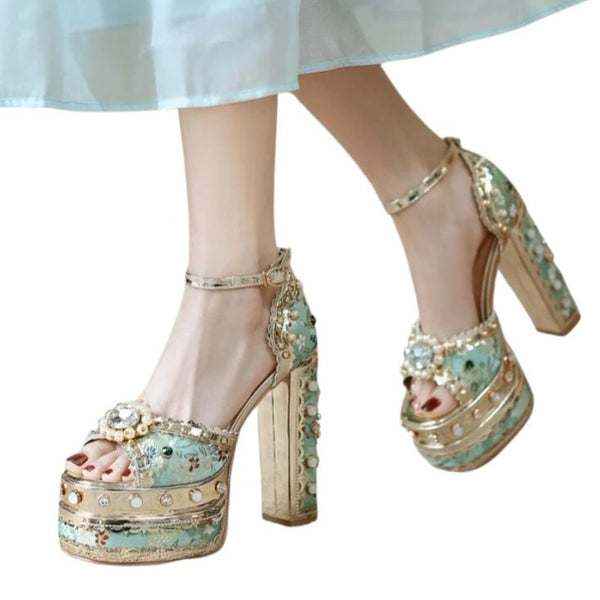 Pearl Rhinestone Heels