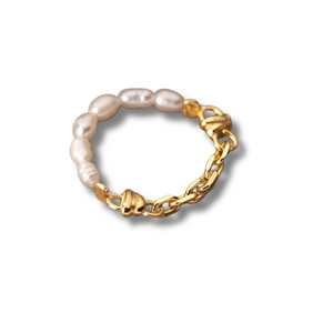 Pearl Chain Elastic Rings For Women