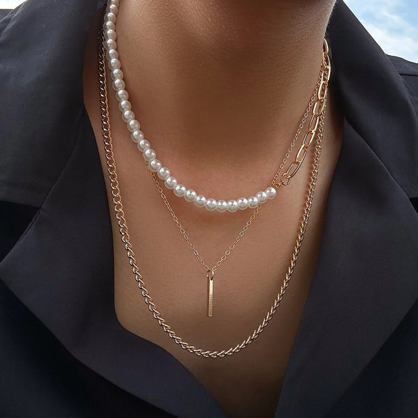 Pearl Chain Necklace Mens