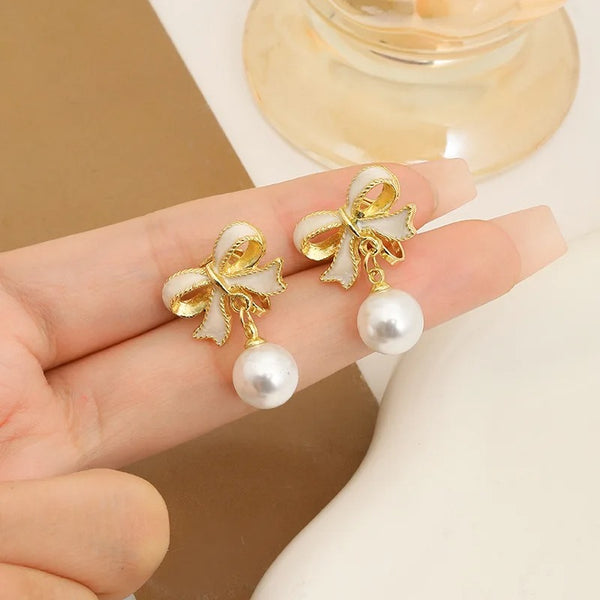 Pearl Drop Clip On Earrings