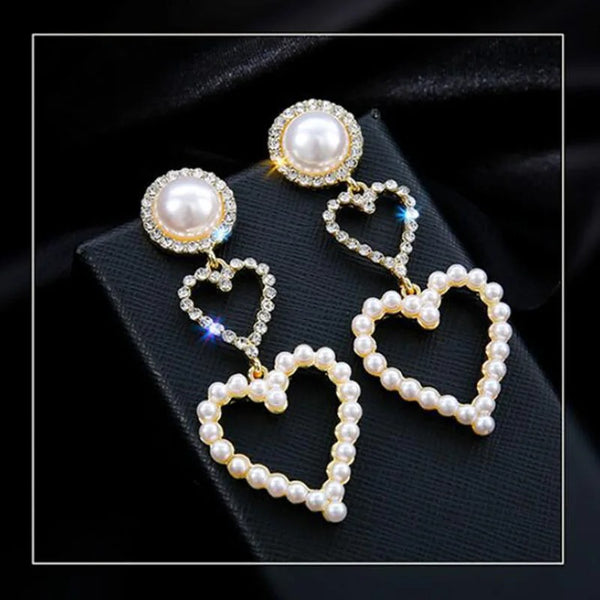 Pearl Heart Drop Earrings