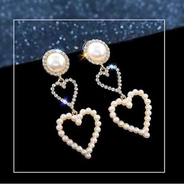 Pearl Heart Drop Earrings