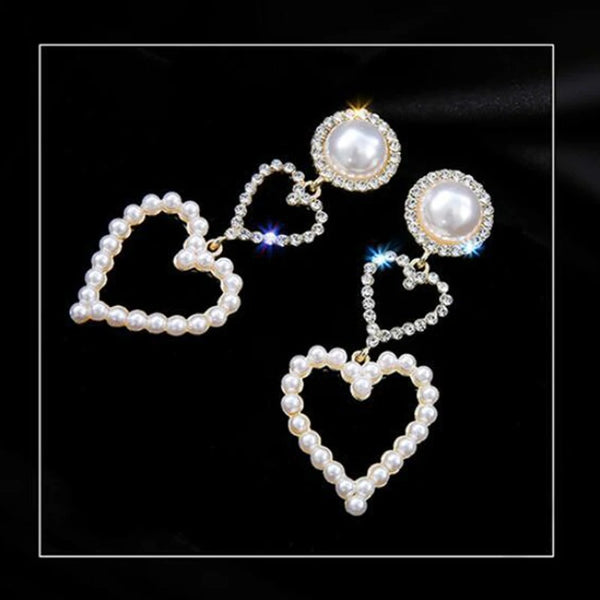 Pearl Heart Drop Earrings