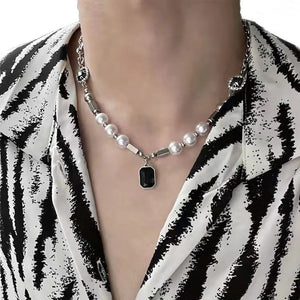 Pearl Necklace Men Outfits