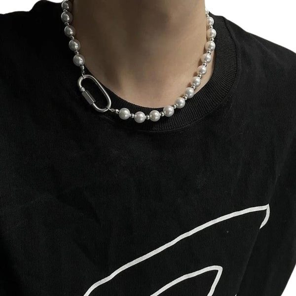 Pearl Necklace Men's Industrial Style