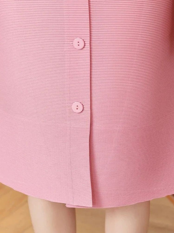 Pink Sleek Loose Pearl Dress